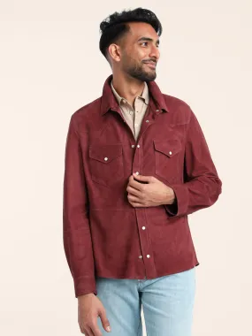 Red Lightweight Suede Shirt