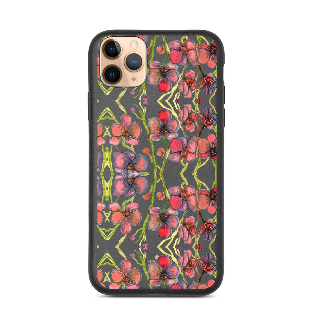 Red Orchids Biodegradable Phone Case, Orchid Best Floral Print iPhone Case-Printed in EU