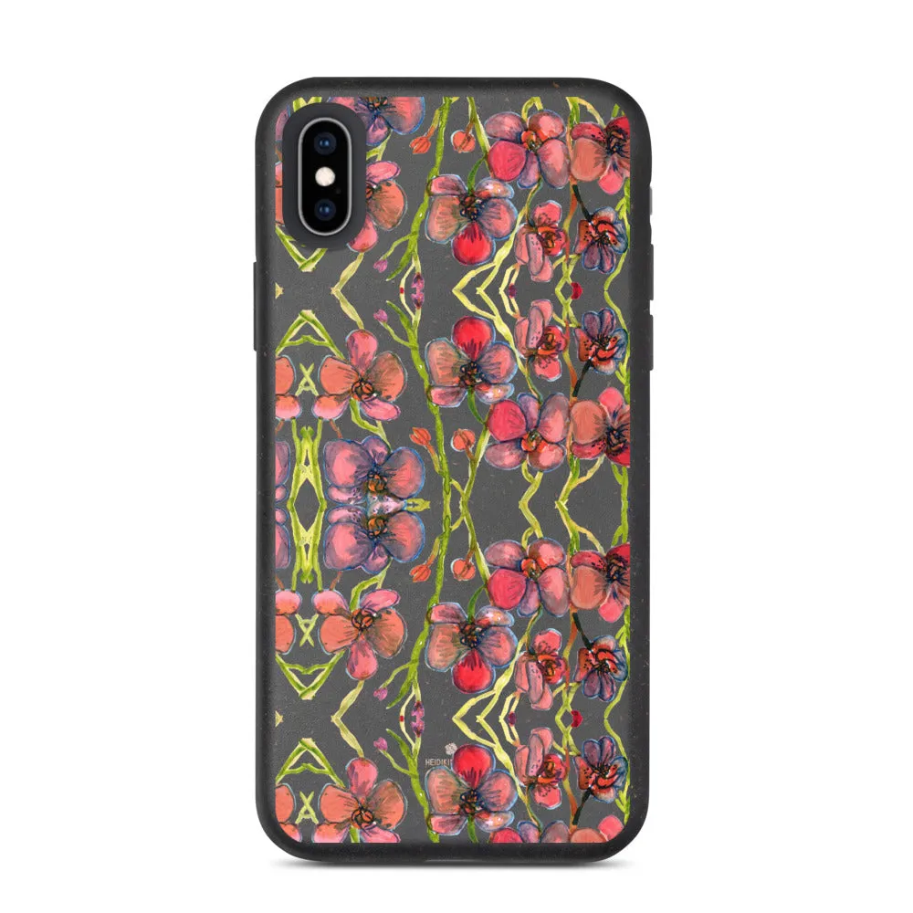 Red Orchids Biodegradable Phone Case, Orchid Best Floral Print iPhone Case-Printed in EU