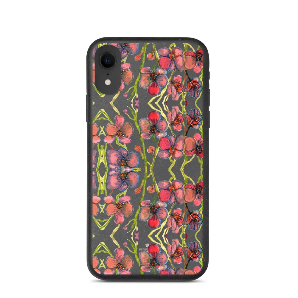 Red Orchids Biodegradable Phone Case, Orchid Best Floral Print iPhone Case-Printed in EU