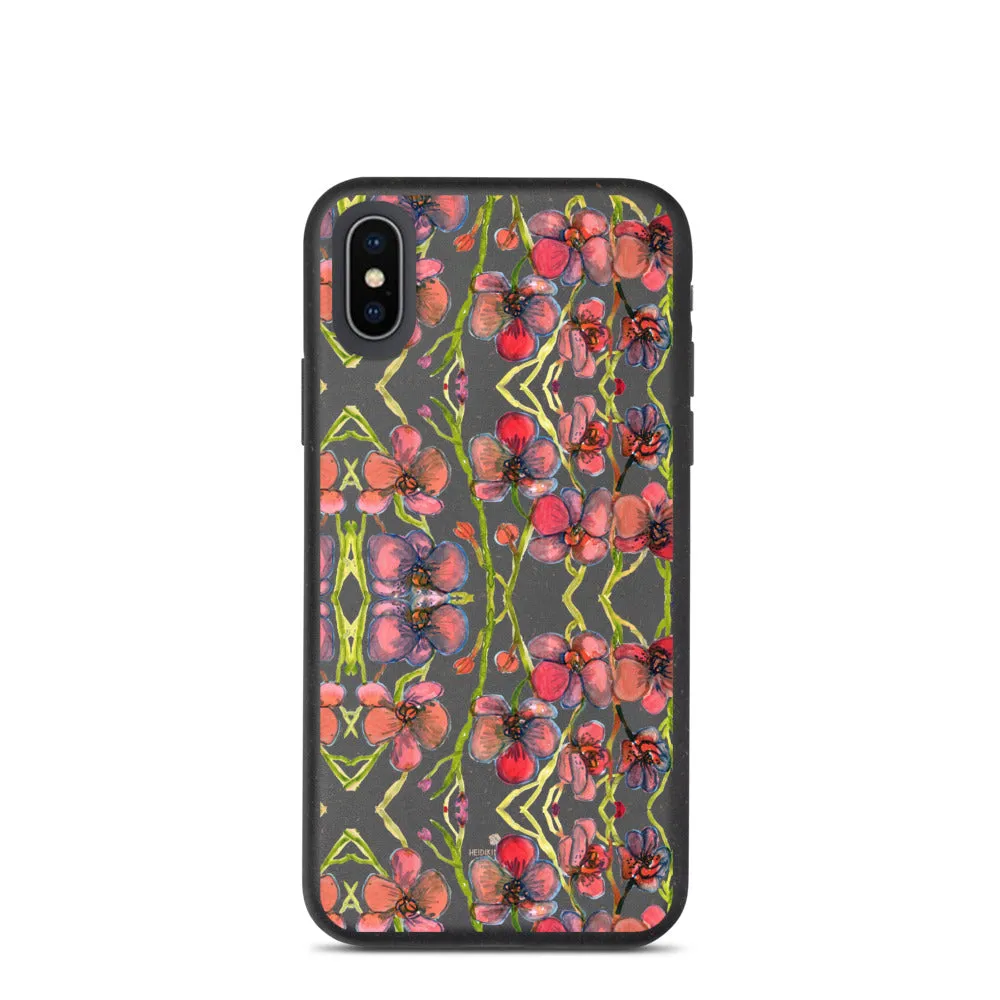 Red Orchids Biodegradable Phone Case, Orchid Best Floral Print iPhone Case-Printed in EU