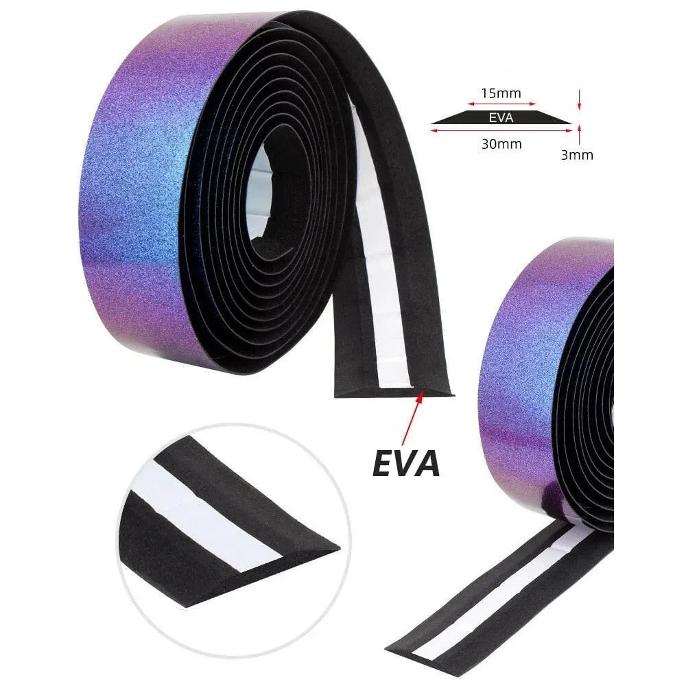 Road Bike Chameleon Color Bar Tape EVA/PU Bicycle Handlebar Tape Breathable Sweat Anti-Skid Shock Absorber Wrap Tape 2150mm