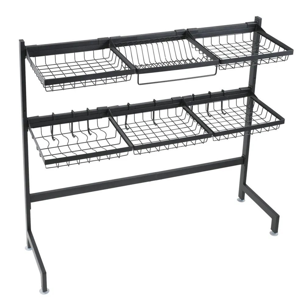 RONSHIN Double Layer Bowl  Rack Shelf Dish Drainer 92cm Inner Length Kitchen Organizer Black