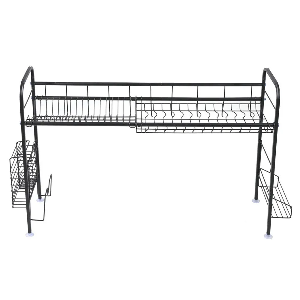 RONSHIN Single Layer Bowl Rack Shelf Dish Drainer 90cm Black