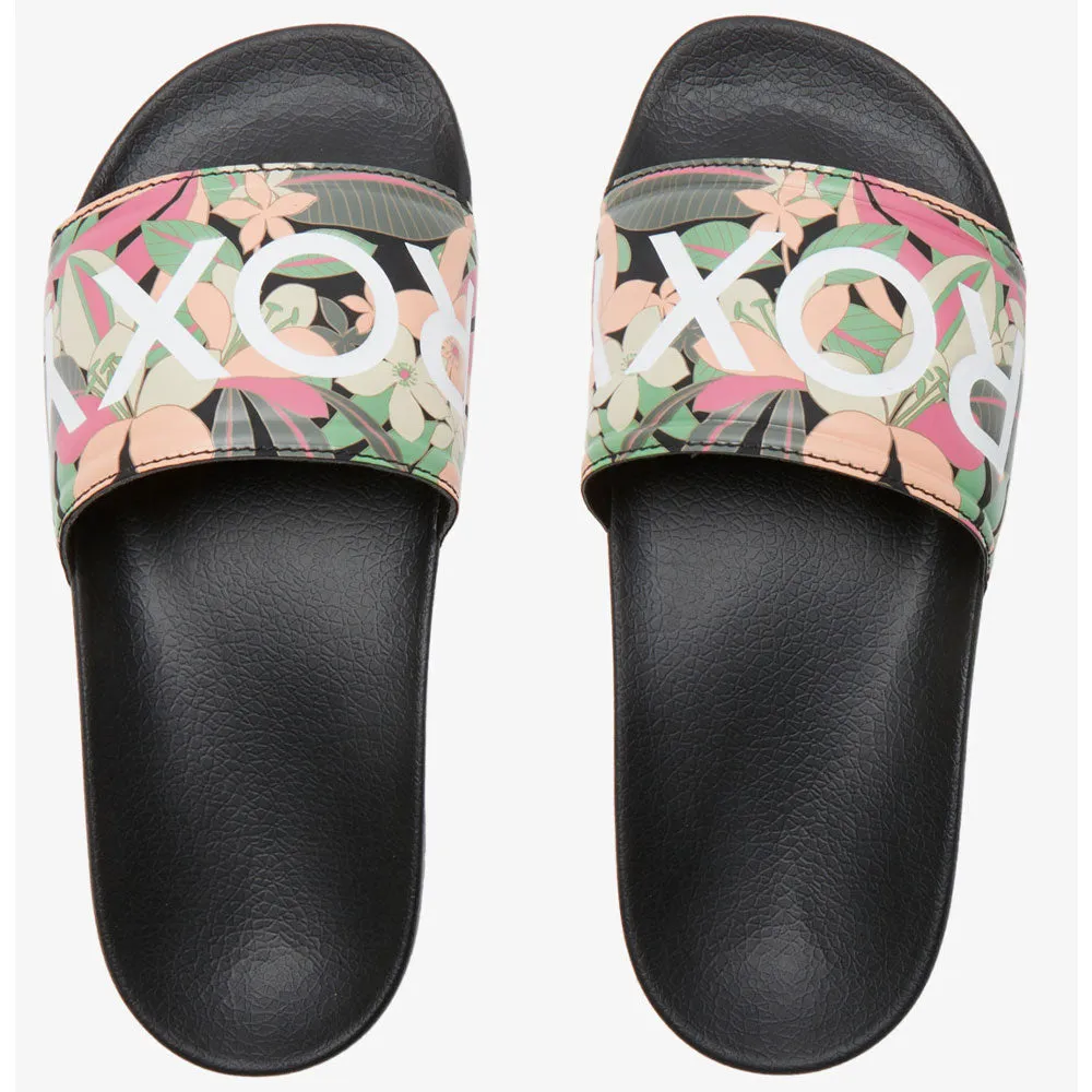 Roxy Slippy II Sandals - Black/Pink/Soft Lime