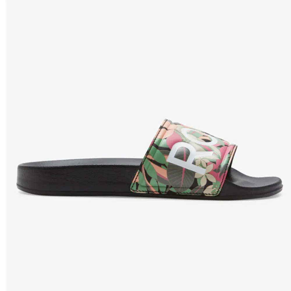 Roxy Slippy II Sandals - Black/Pink/Soft Lime