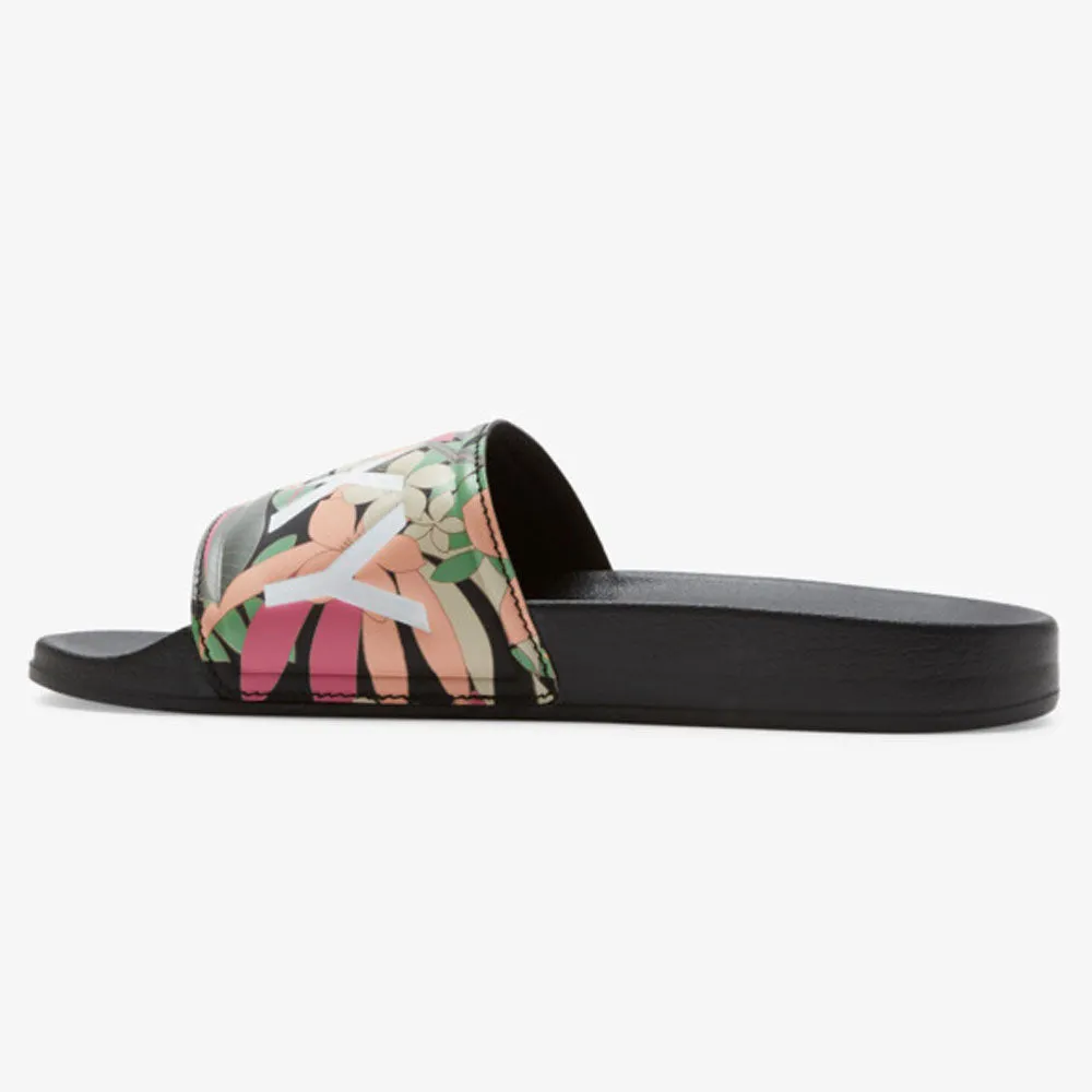 Roxy Slippy II Sandals - Black/Pink/Soft Lime