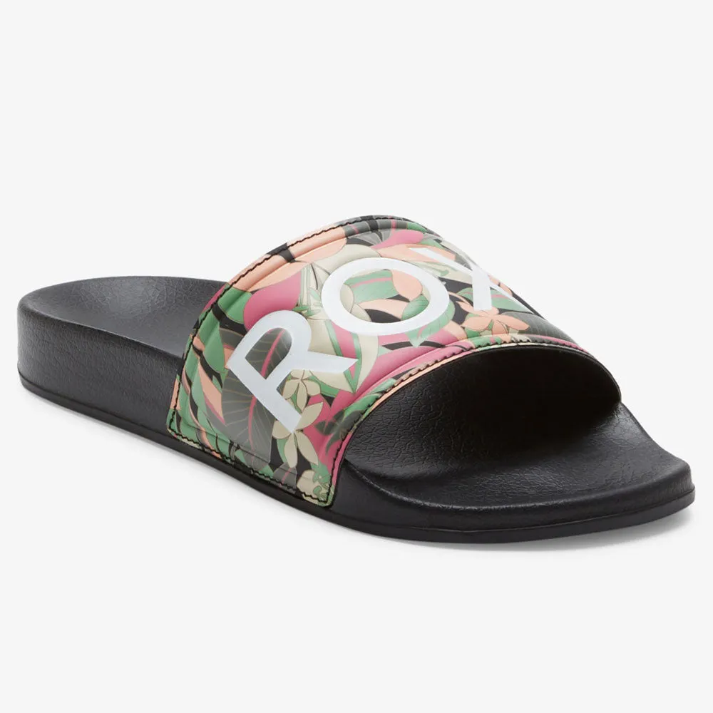 Roxy Slippy II Sandals - Black/Pink/Soft Lime