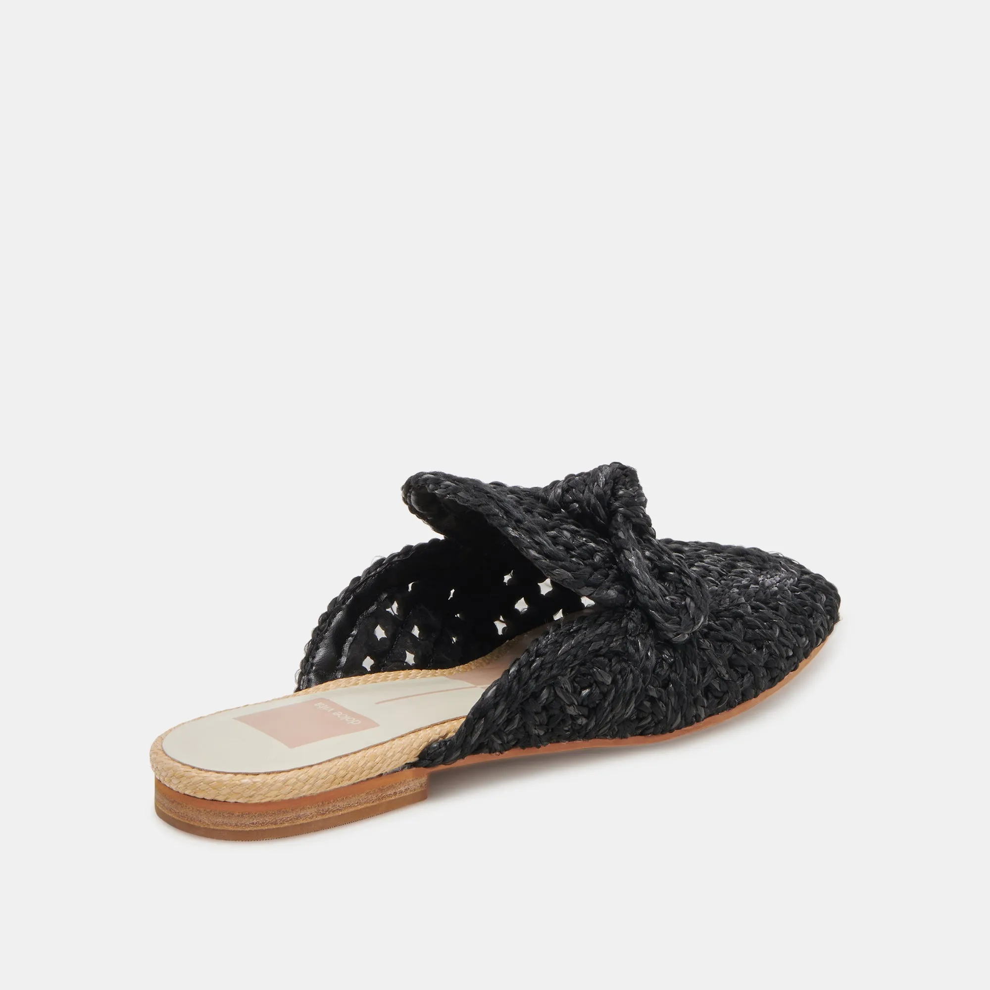 SABOR FLATS ONYX RAFFIA