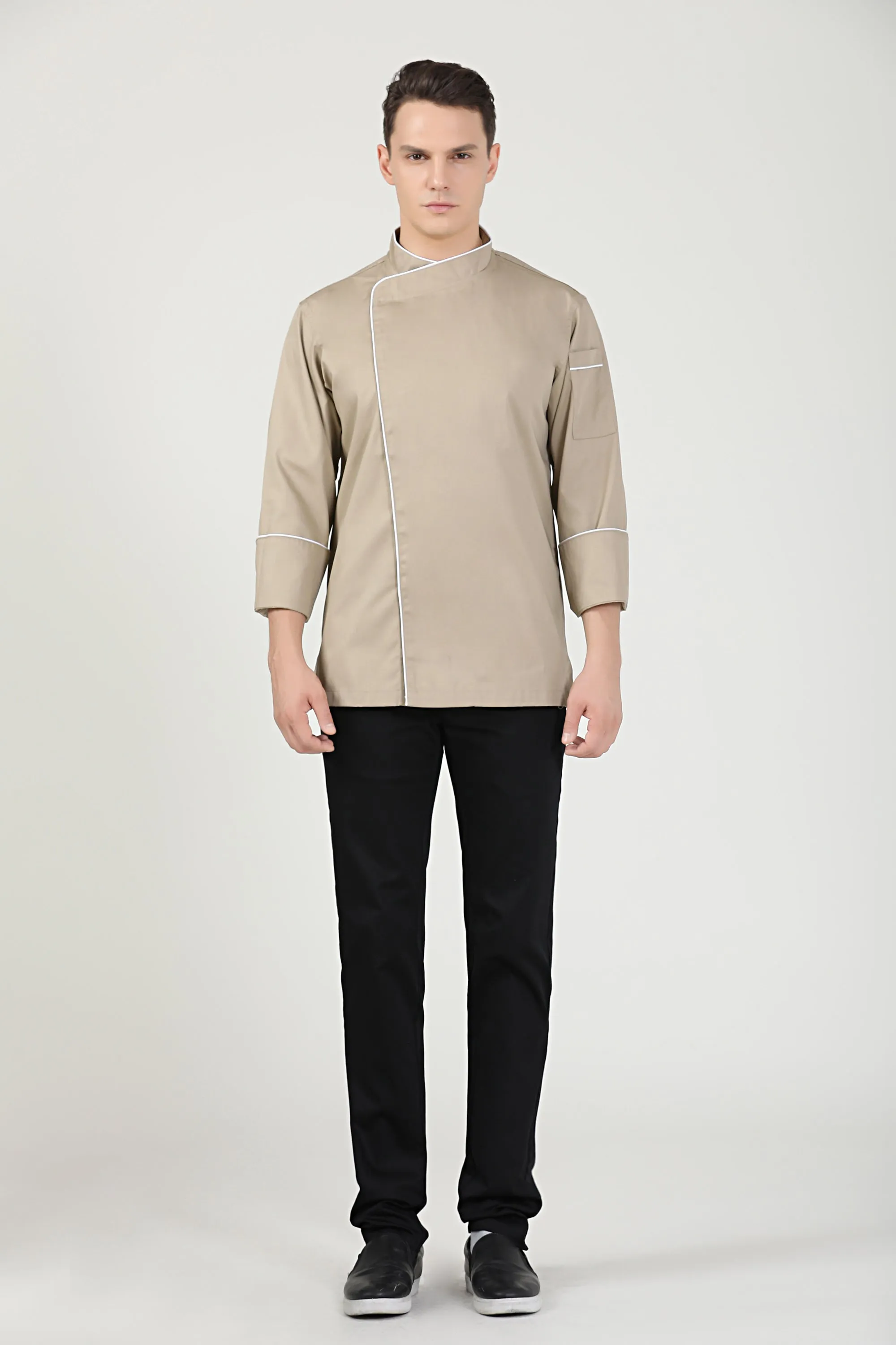 Sage Khaki Chef Jacket, Long Sleeve