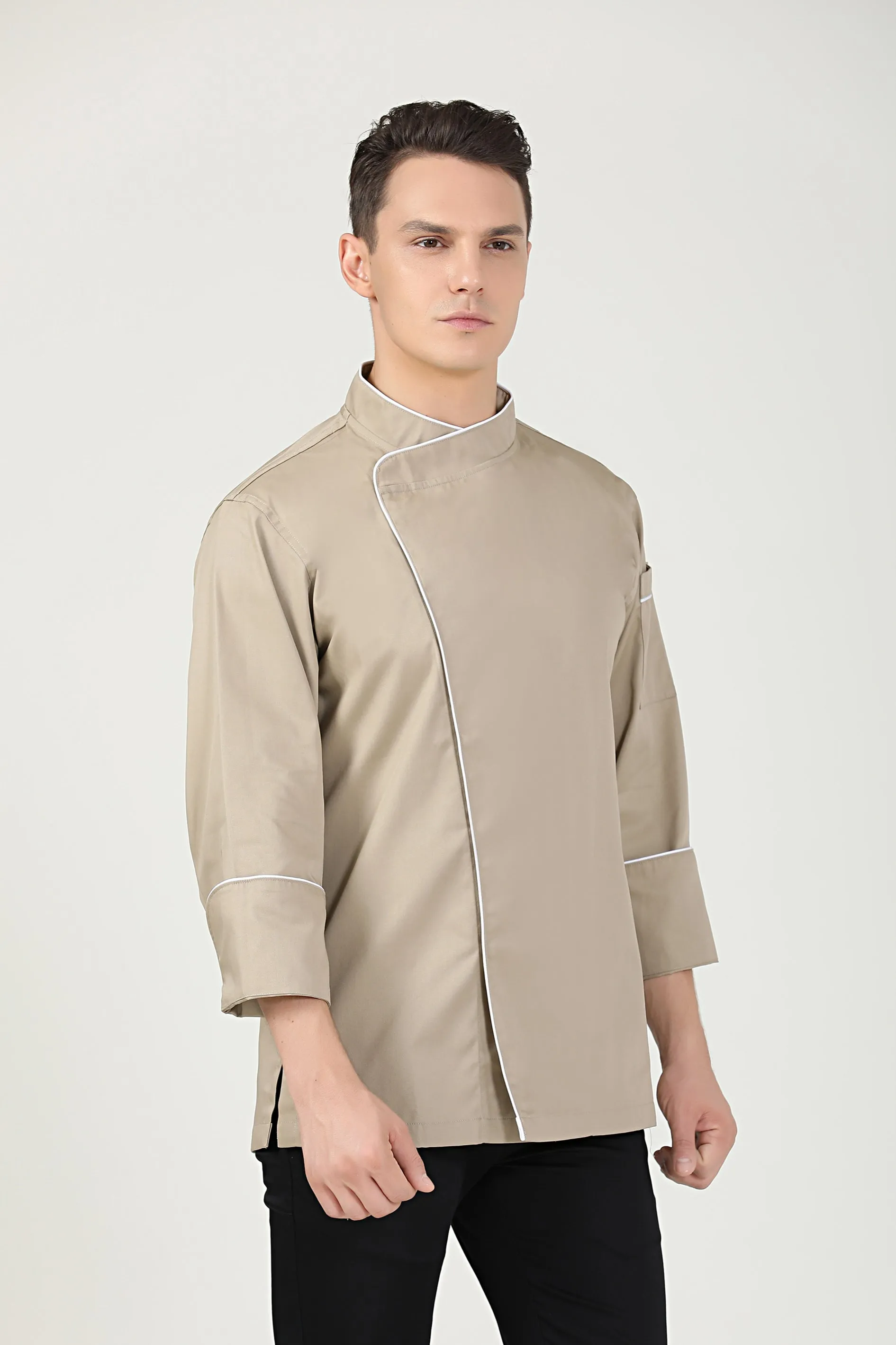 Sage Khaki Chef Jacket, Long Sleeve