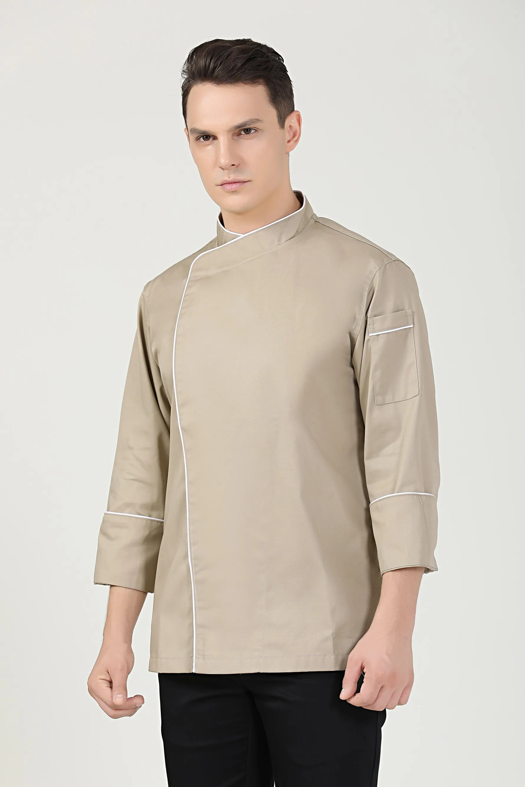 Sage Khaki Chef Jacket, Long Sleeve