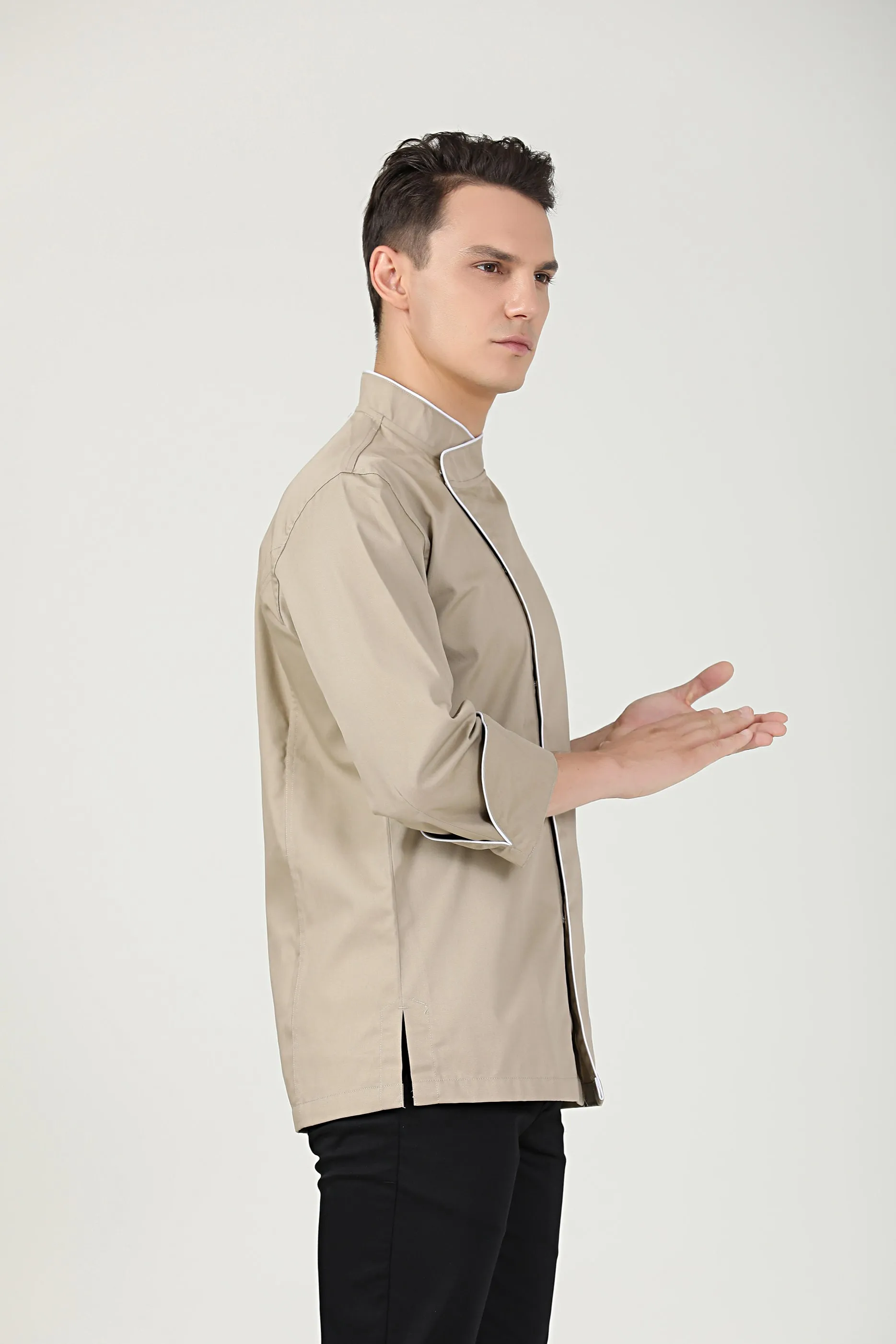 Sage Khaki Chef Jacket, Long Sleeve