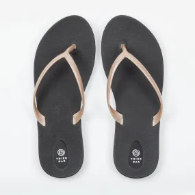 Scout Flip Flops in Black Aged Gold