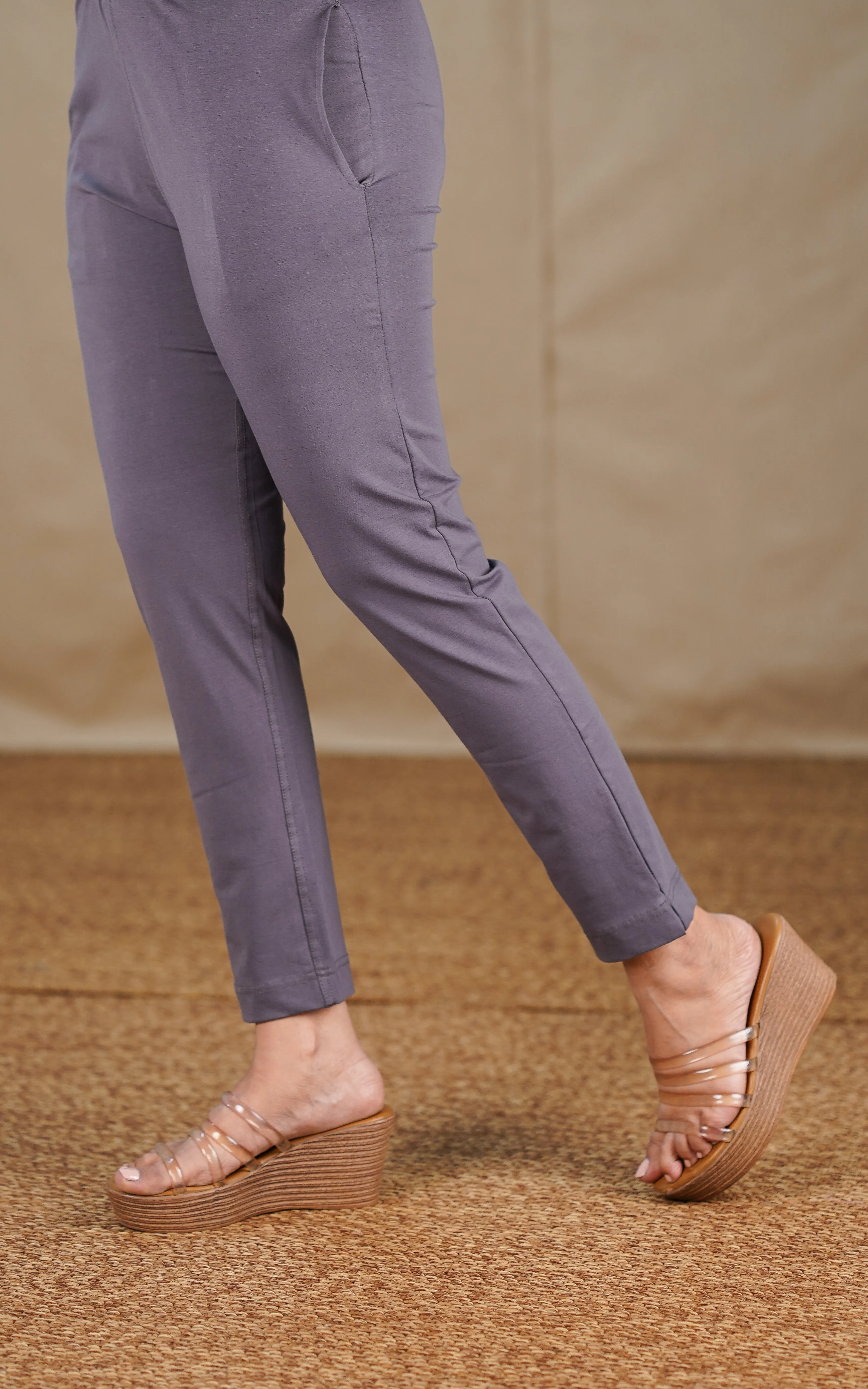 Straight Fit Stretchable Pant Dark Grey