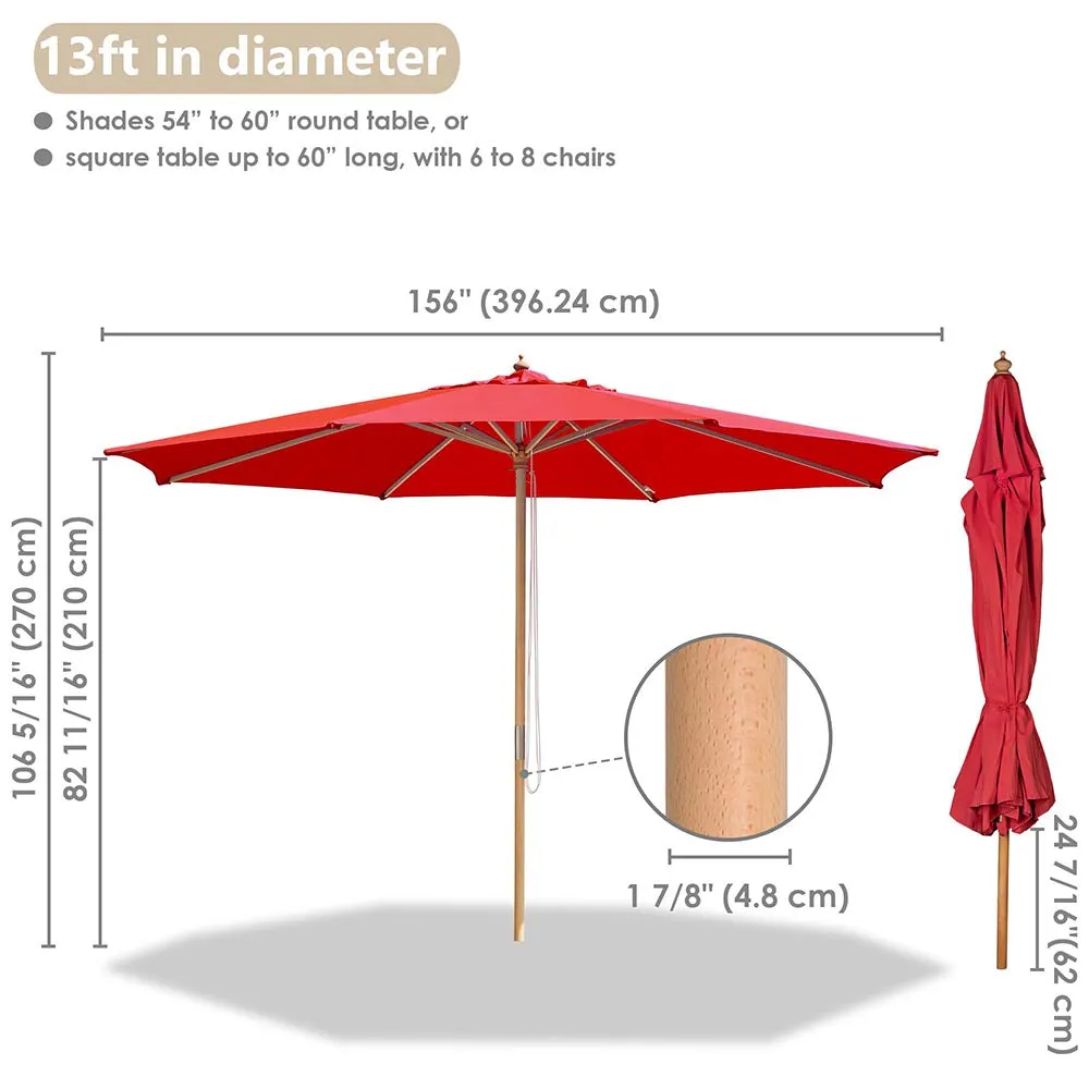 TheLAShop 13 Ft Wood Market Patio Umbrella Outdoor Furniture