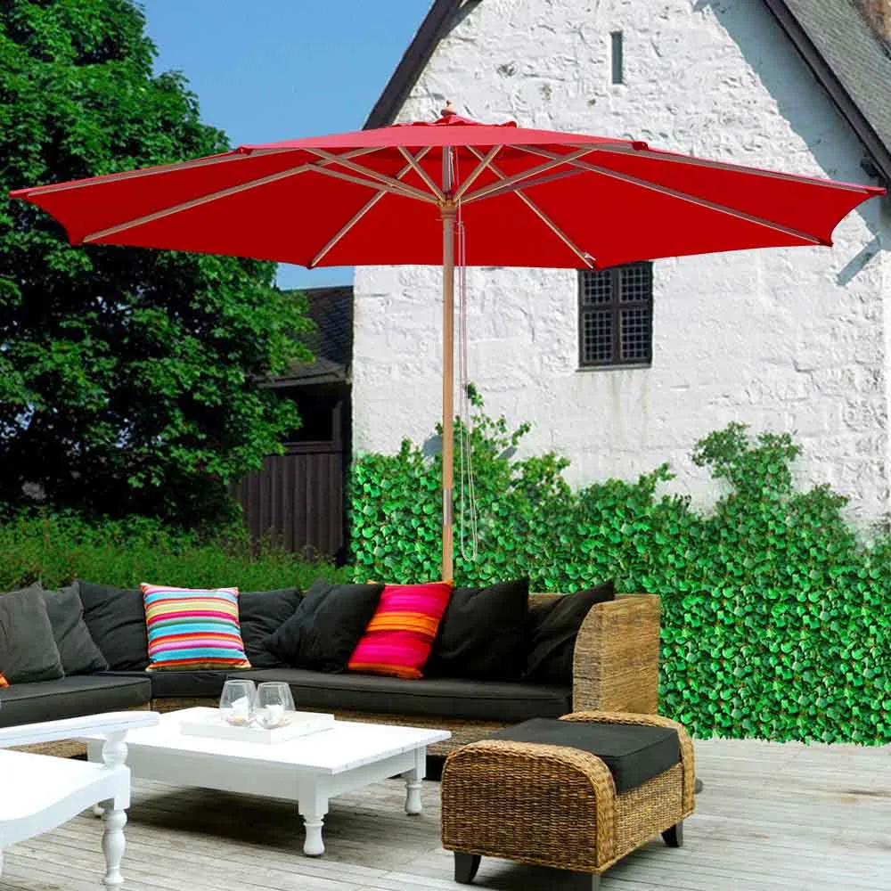 TheLAShop 13 Ft Wood Market Patio Umbrella Outdoor Furniture