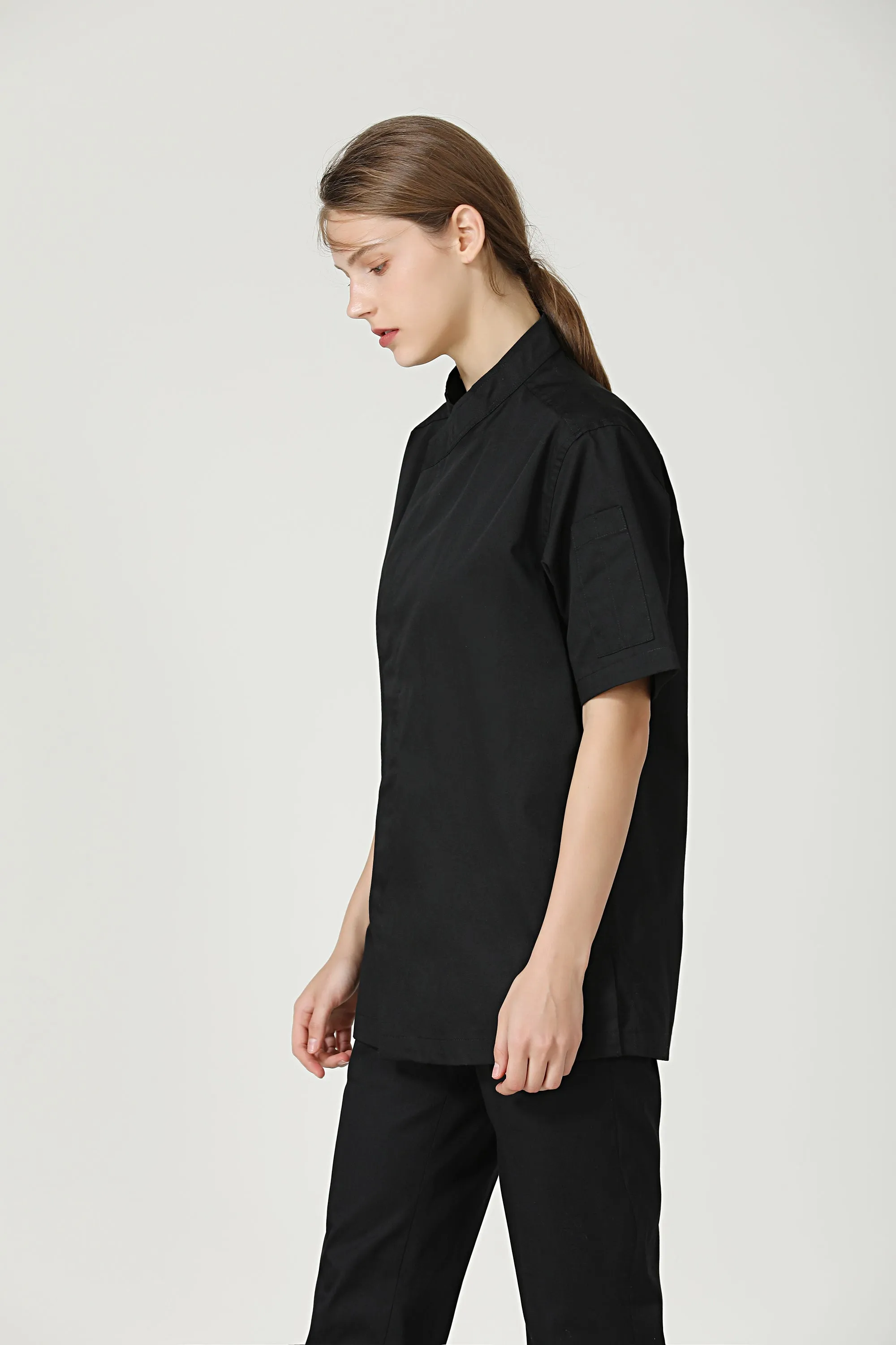 Thyme Black Chef Jacket, Short Sleeve