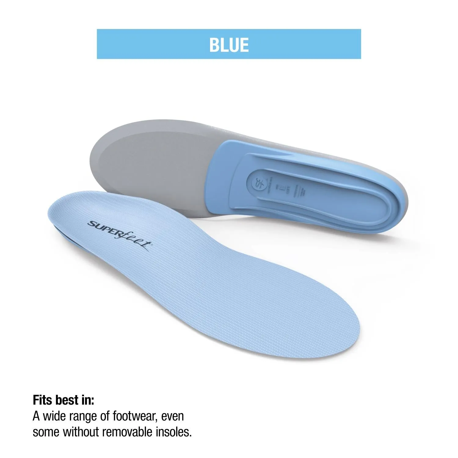 Unisex Superfeet All-Purpose Support Medium Arch Blue Insoles