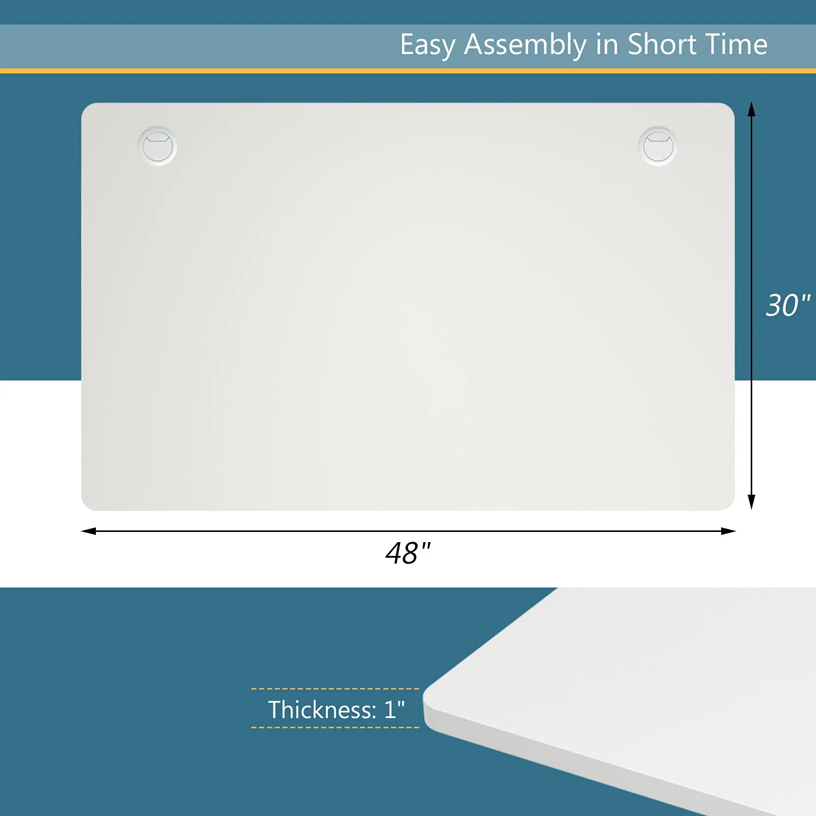 Universal Relevance Table Top Office Relevance Tabletop w/ 2 Cable Management Holes, White