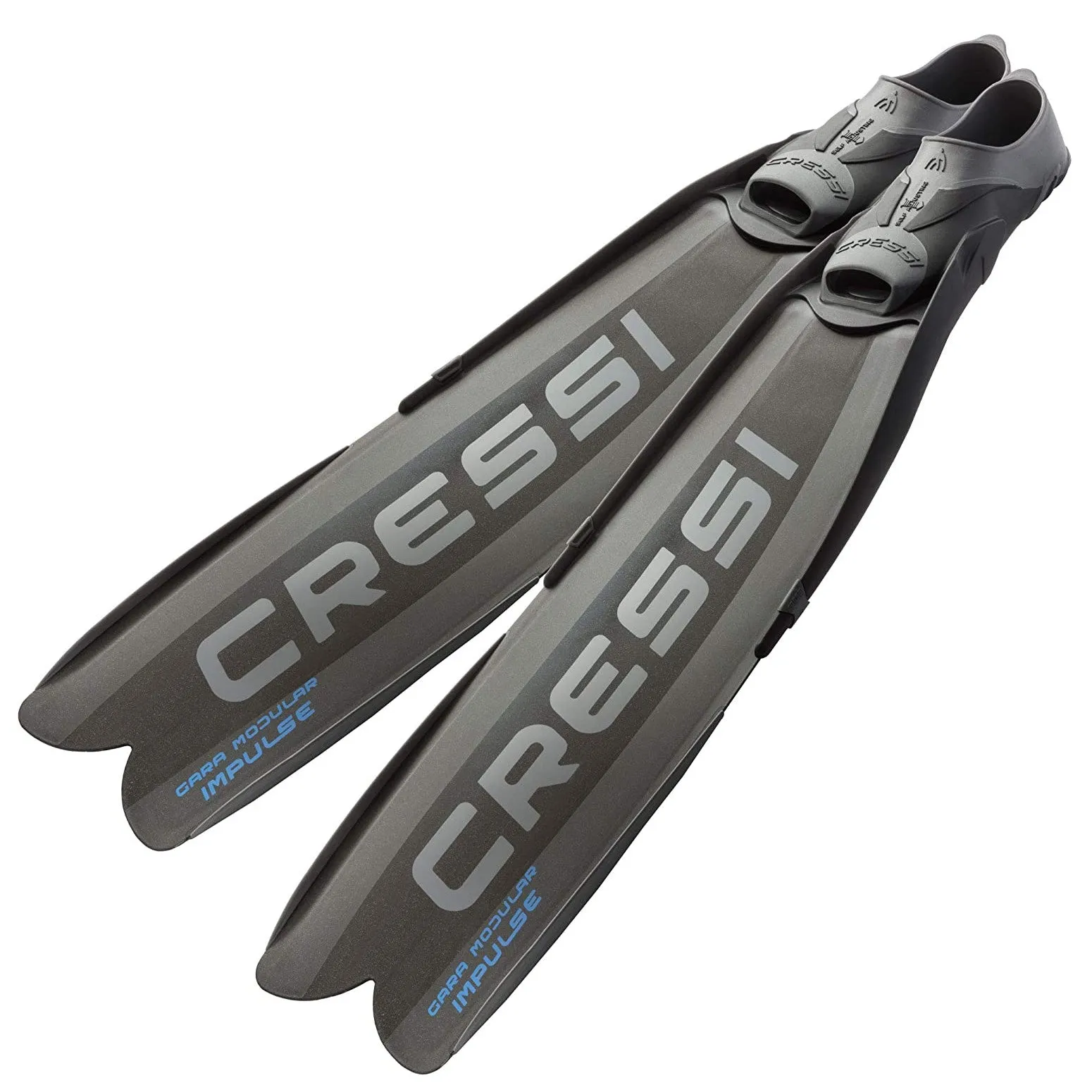 Used Cressi Gara Modular Impulse Fins for Freediving - Black, US Men's 6-7, Women's 7-8