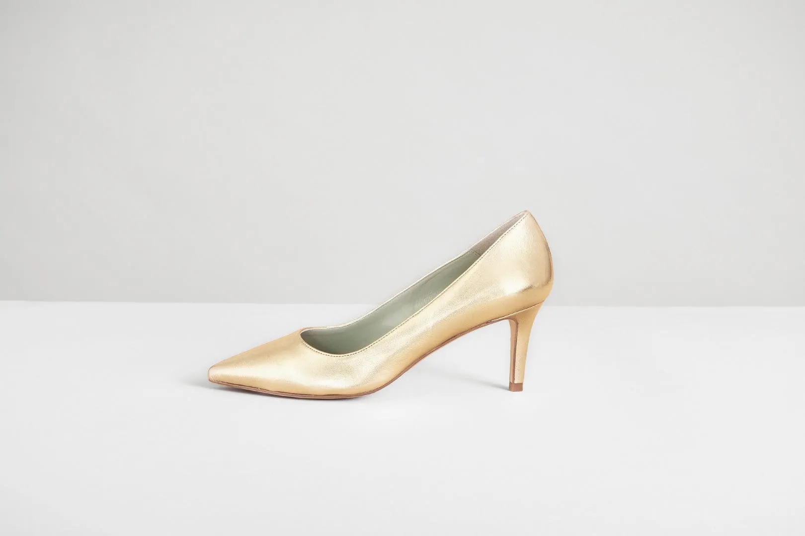 Vegan Leather Pointed Toe Pumps | Gold