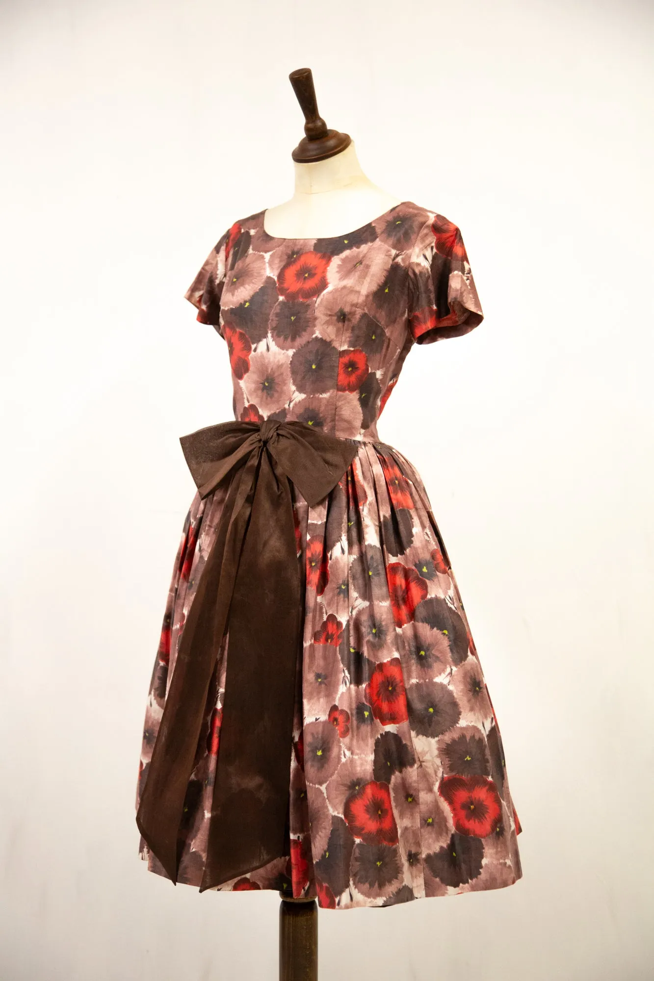 Vintage 1950s Poppy Print Cotton Dress