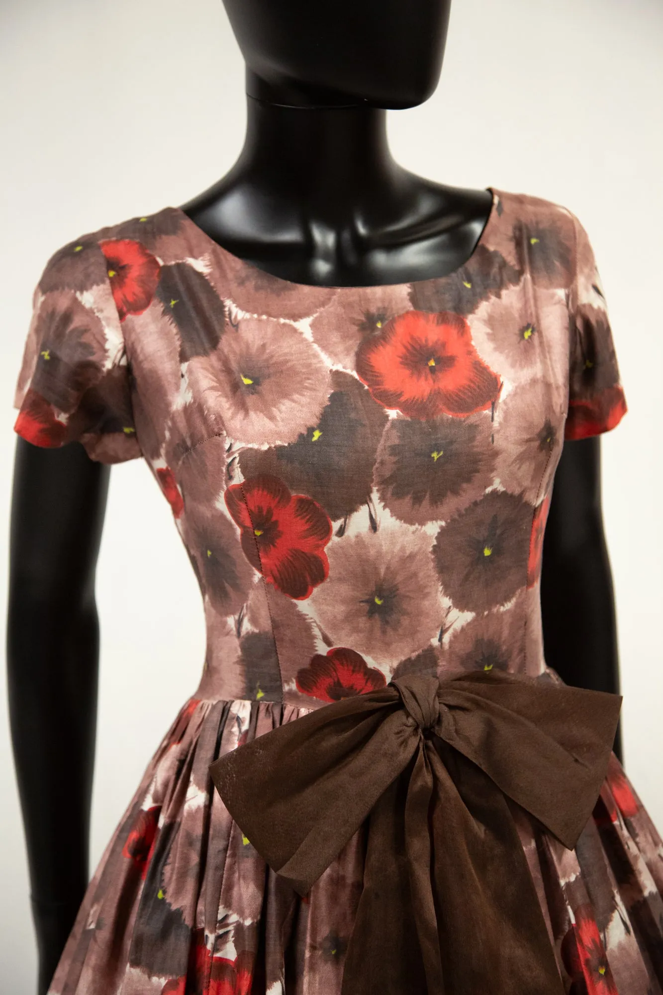 Vintage 1950s Poppy Print Cotton Dress