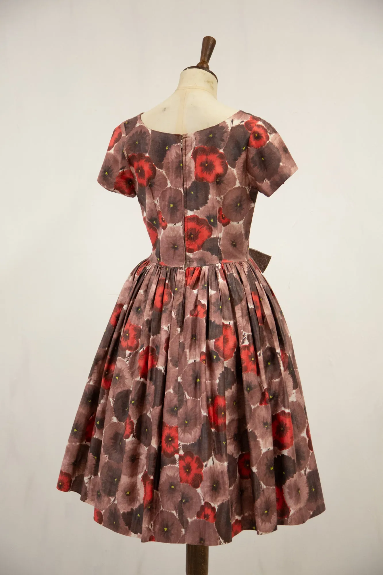 Vintage 1950s Poppy Print Cotton Dress