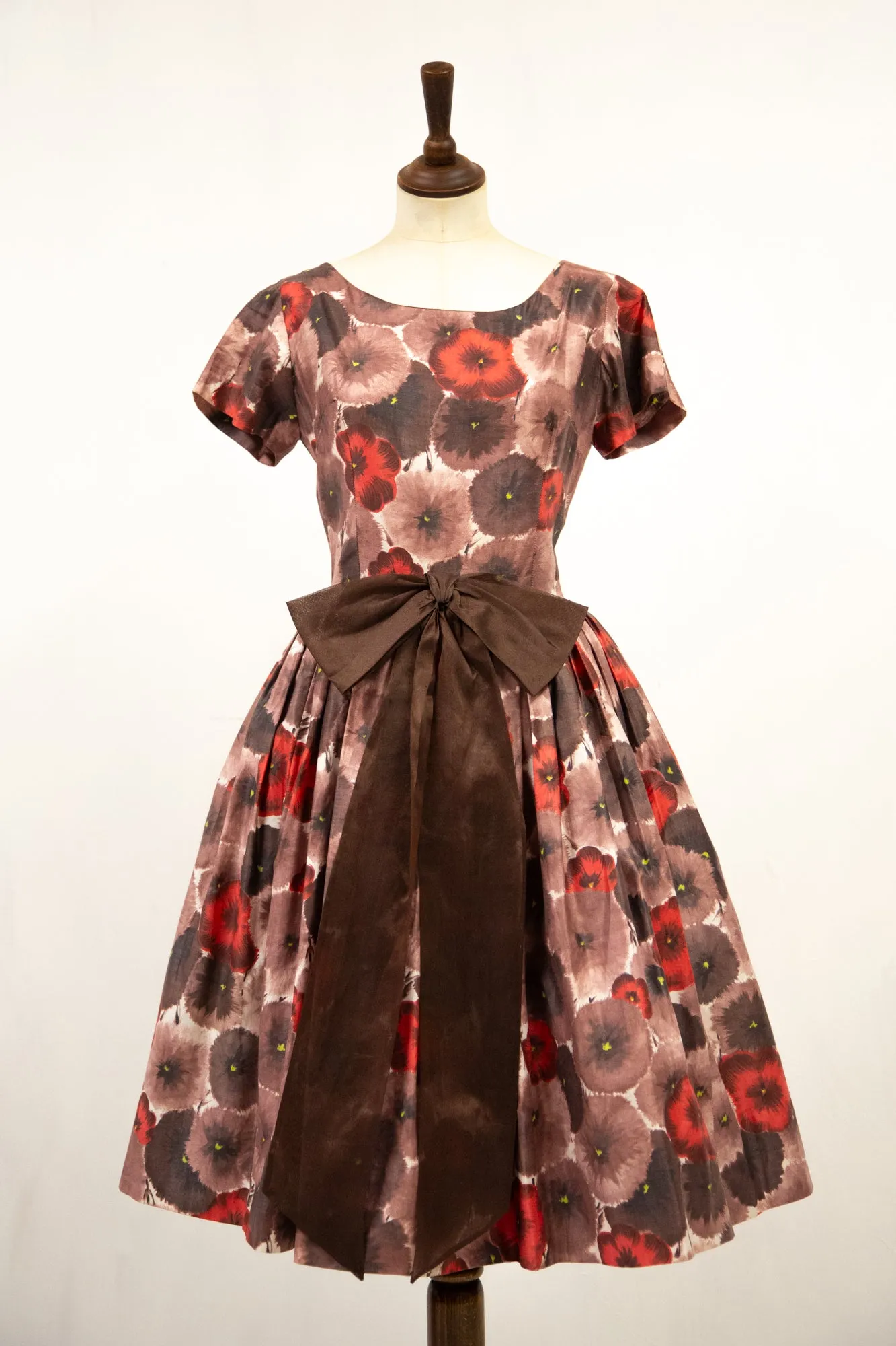 Vintage 1950s Poppy Print Cotton Dress