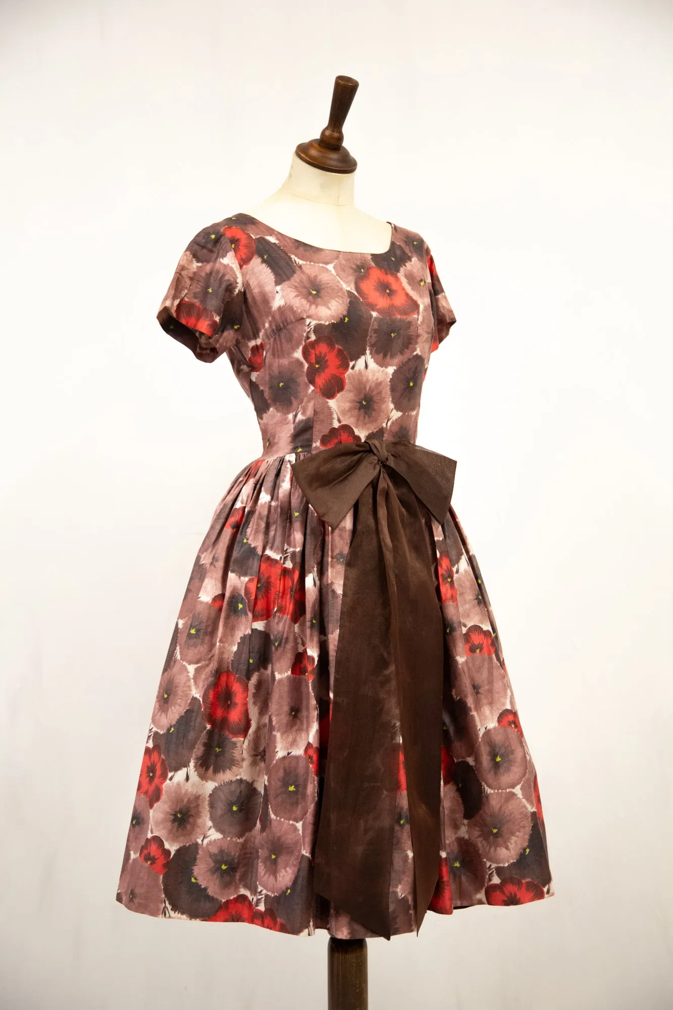 Vintage 1950s Poppy Print Cotton Dress