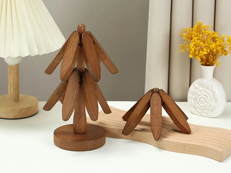 Vintage Tree Design Stand Wooden Trivets