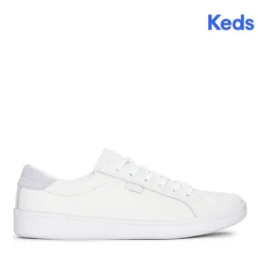 Women's Ace Leather Sneaker White/Light Blue(WH67879)