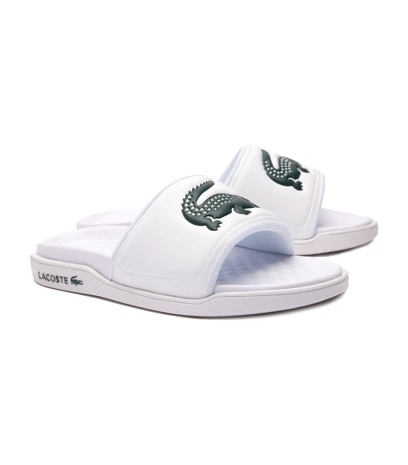 Women's Croco Dualiste Synthetic Logo Strap Slides White/Green