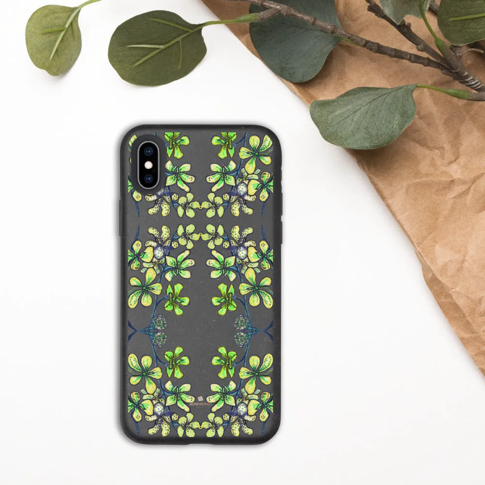 Yellow Orchids Biodegradable Phone Case, Orchid Floral Print iPhone Cases-Printed in EU