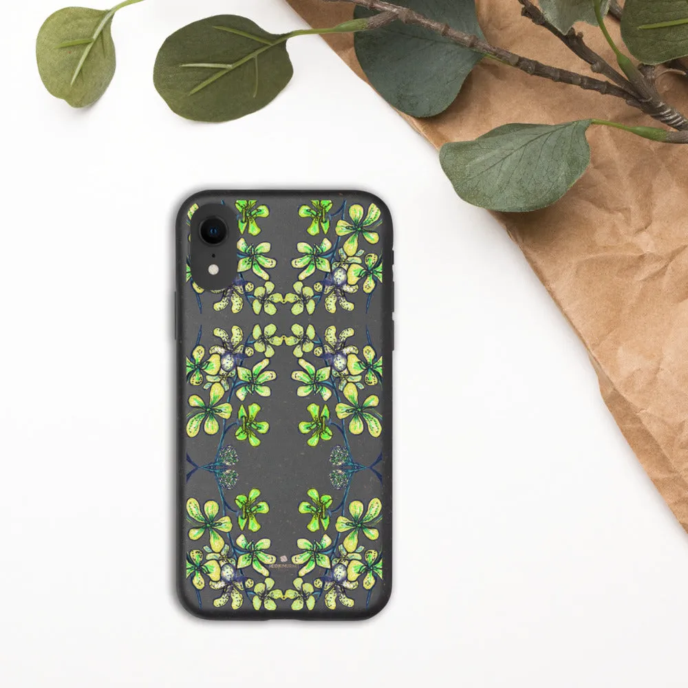 Yellow Orchids Biodegradable Phone Case, Orchid Floral Print iPhone Cases-Printed in EU