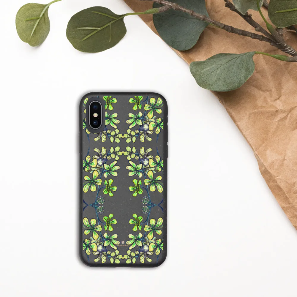 Yellow Orchids Biodegradable Phone Case, Orchid Floral Print iPhone Cases-Printed in EU