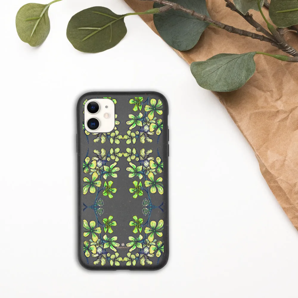 Yellow Orchids Biodegradable Phone Case, Orchid Floral Print iPhone Cases-Printed in EU