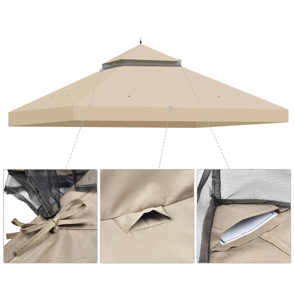 Yescom 10x12ft Gazebo Replacement Canopy 2-Tier