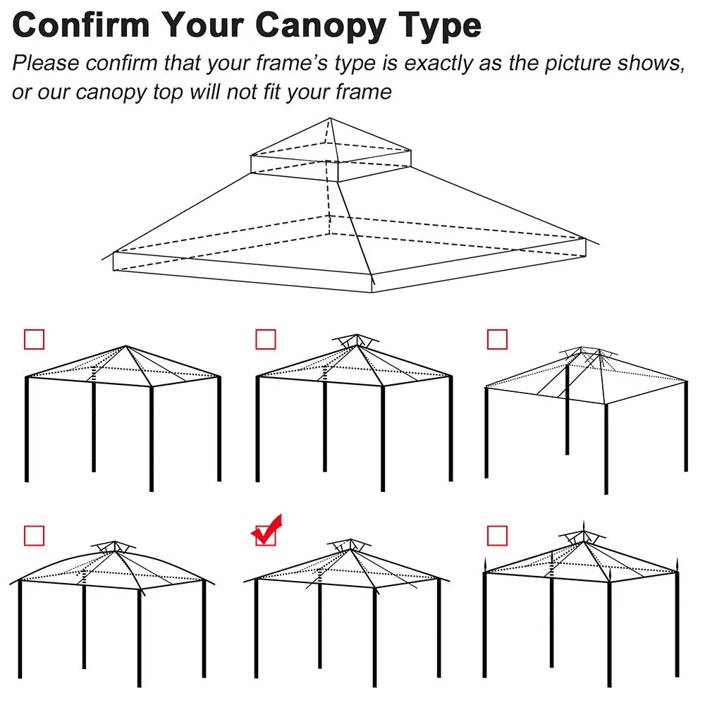 Yescom 2-tier Gazebo Replacement for 12x10 Frame