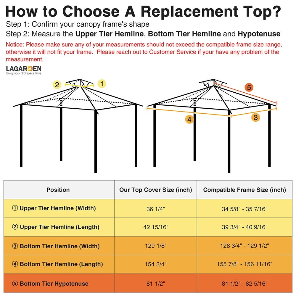 Yescom 2-tier Gazebo Replacement for 12x10 Frame